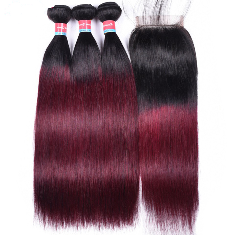 Us 38 Qdkzj Burmese Straight Hair With Closure Ombre T1b 99j