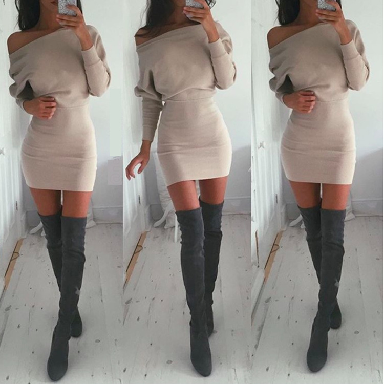 long sleeve dress thigh high boots