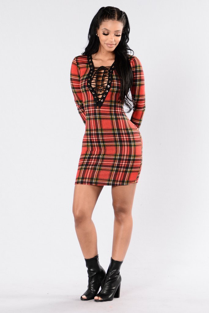 bodycon checkered dress