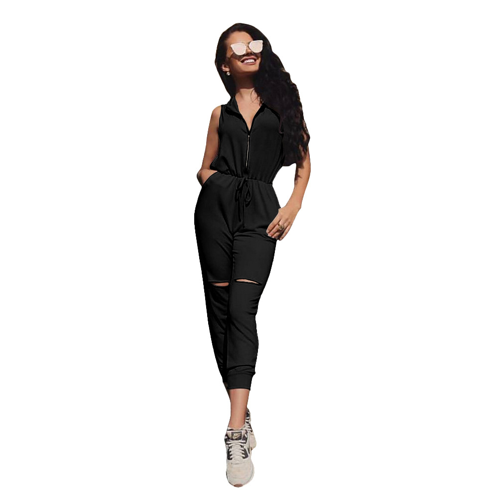 black hooded jumpsuit