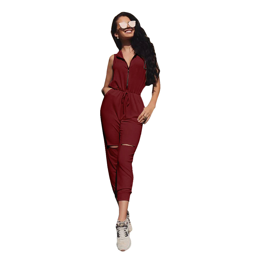 red zipper jumpsuit