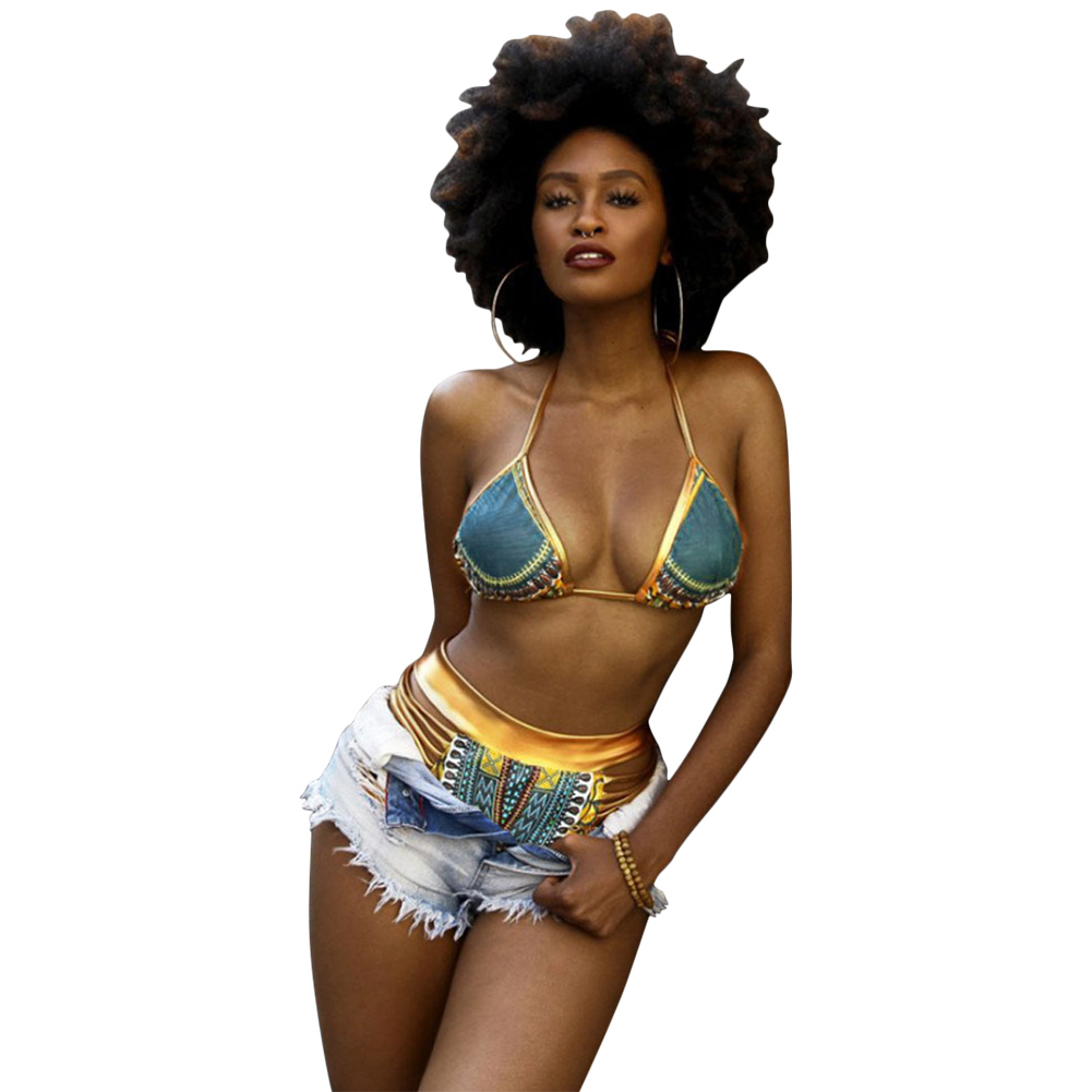 high waisted african print swimsuit