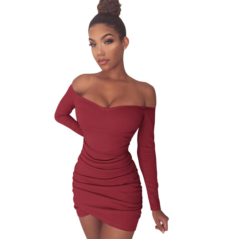long sleeve off the shoulder midi dress