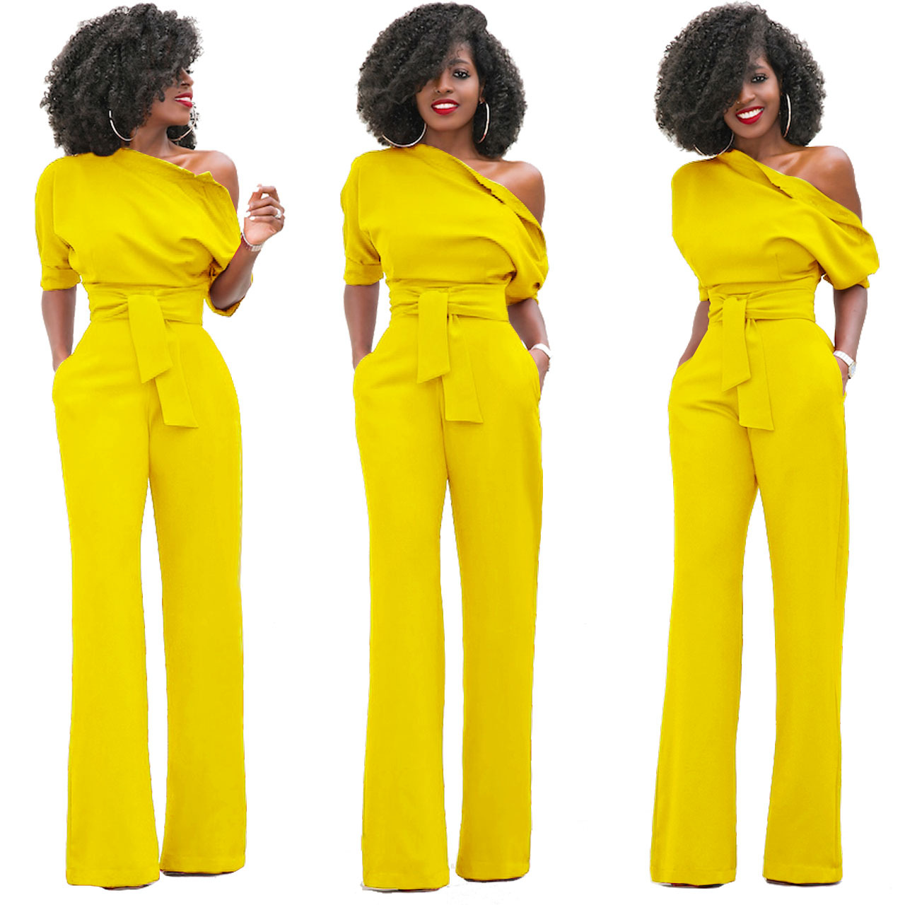 yellow formal jumpsuit