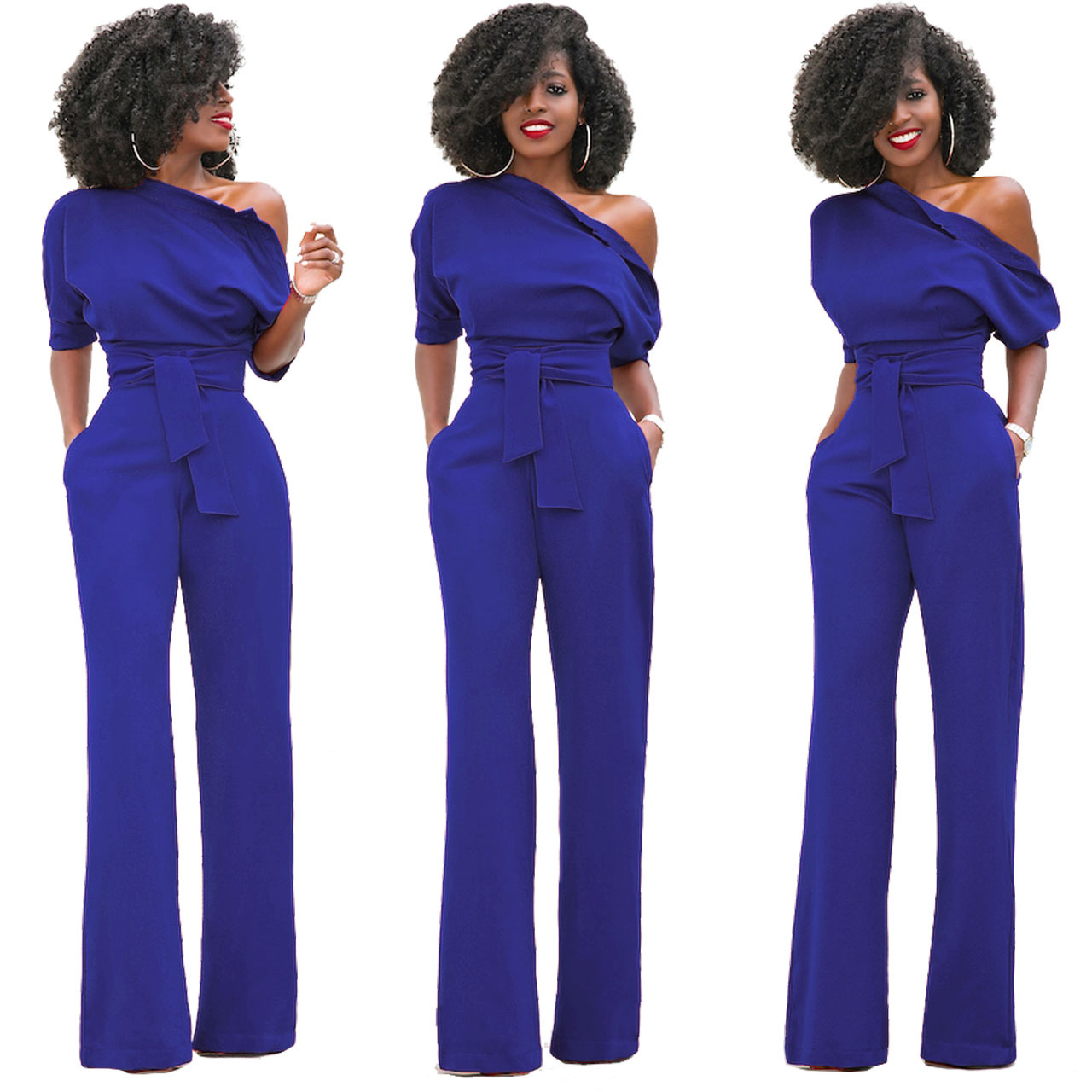one shoulder formal jumpsuit