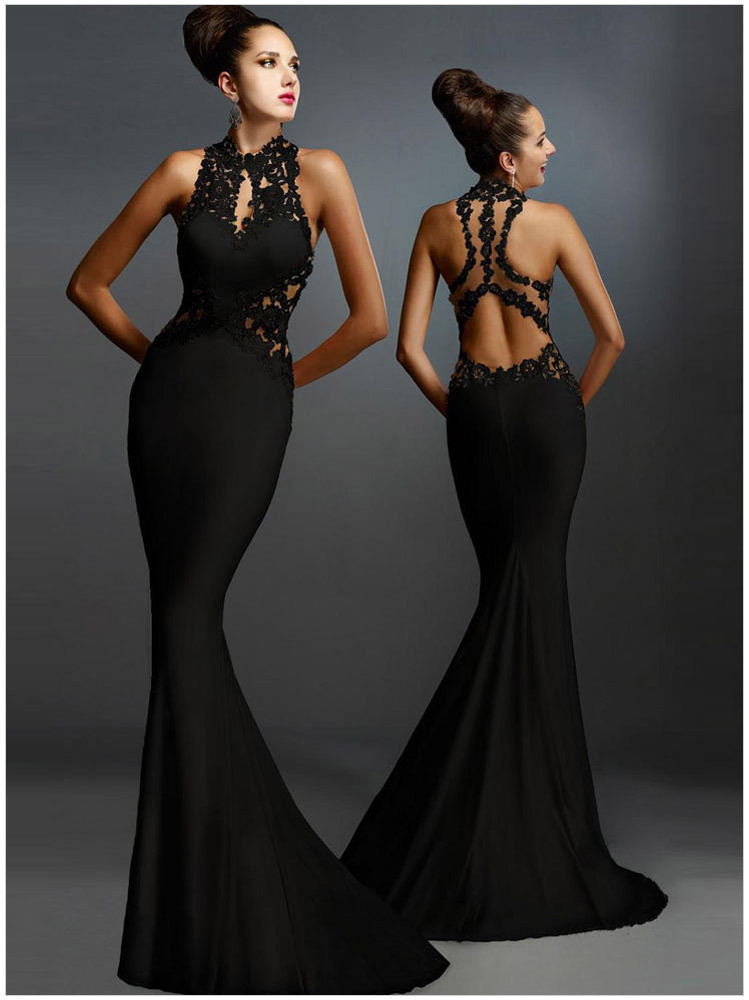 black fishtail ball gown