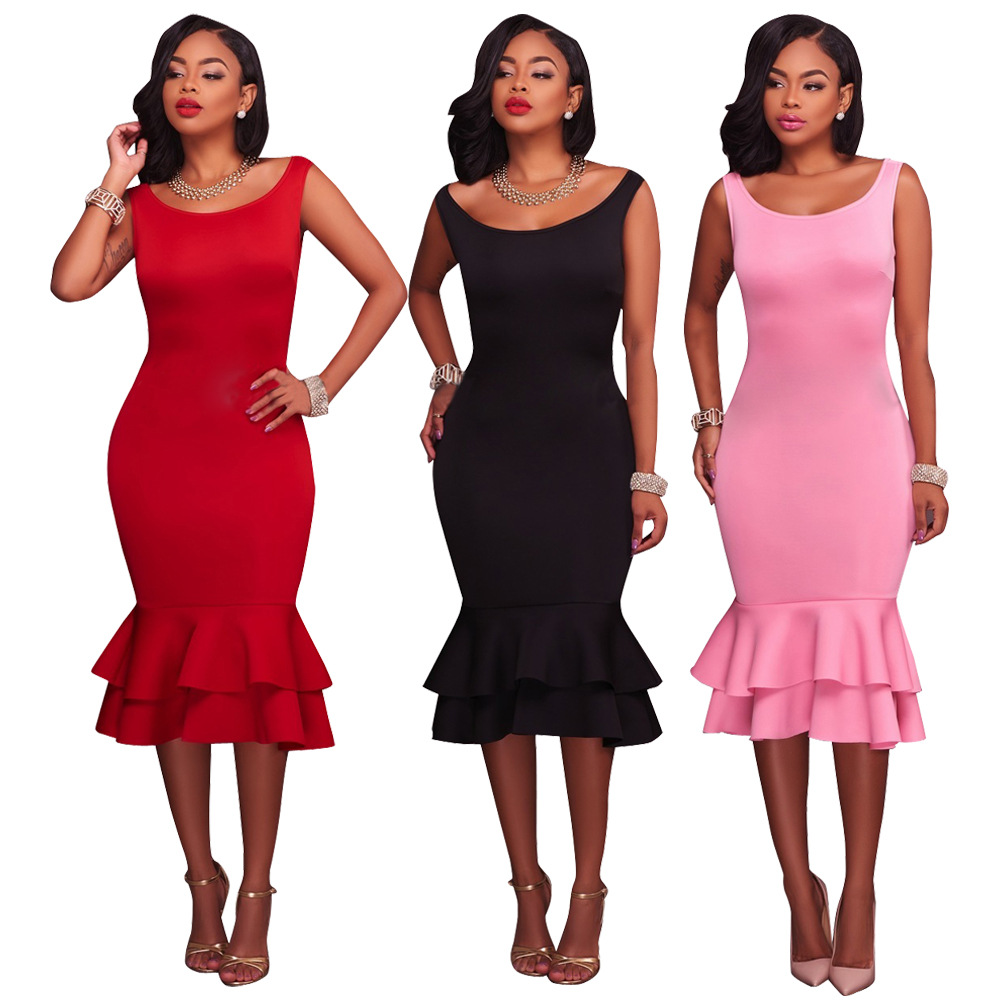 bodycon dress with ruffle bottom