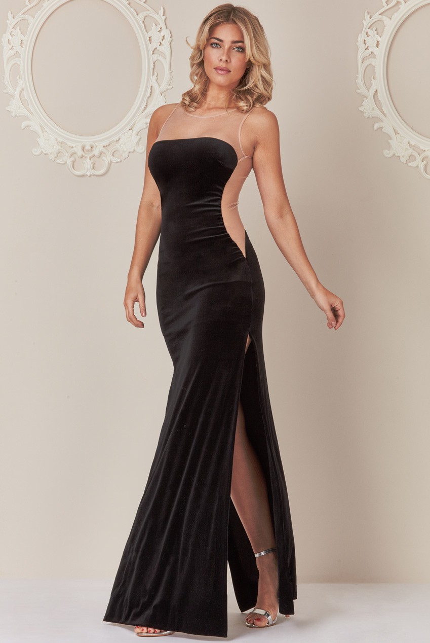 Whole High Cut Y Blocked Long Evening Dress 28212 1 Blocked Long Evening Dress 28212