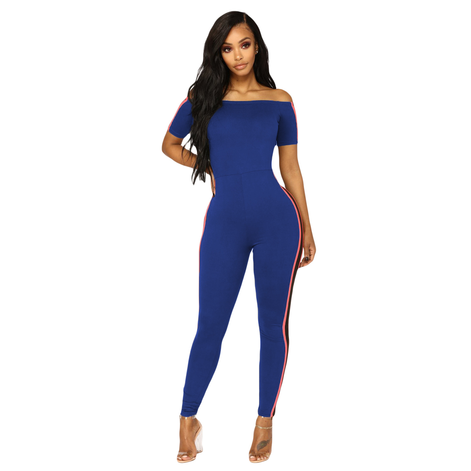 off the shoulder fitted jumpsuit