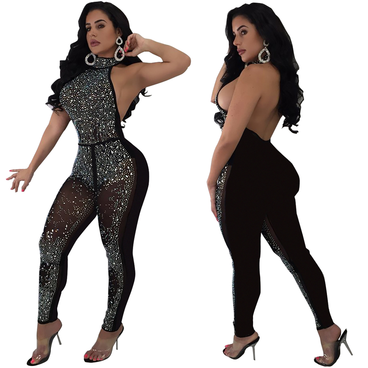 silver beaded jumpsuit