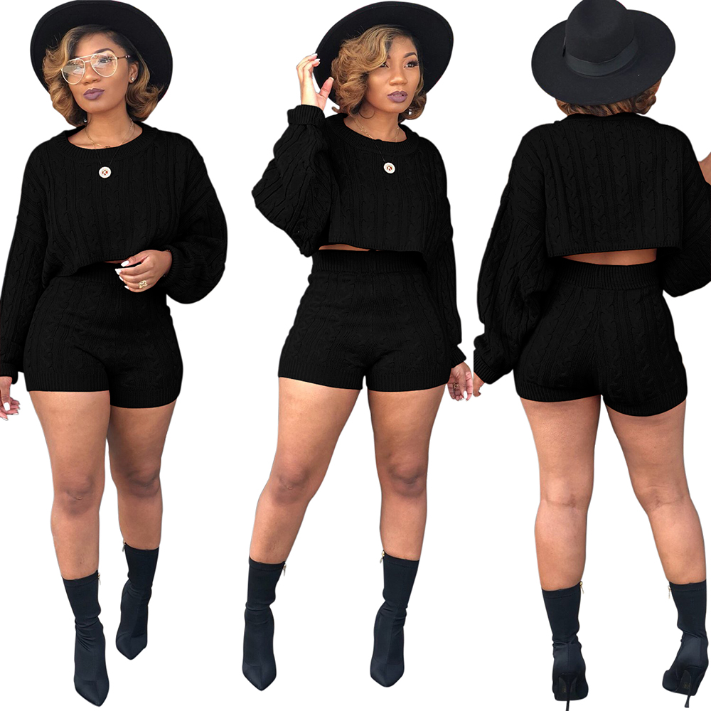 two piece sweater short set