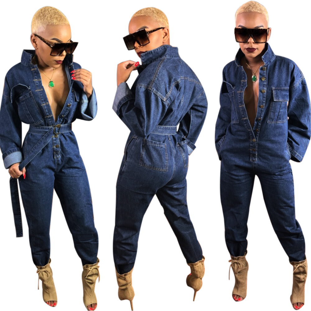 full sleeve denim jumpsuit