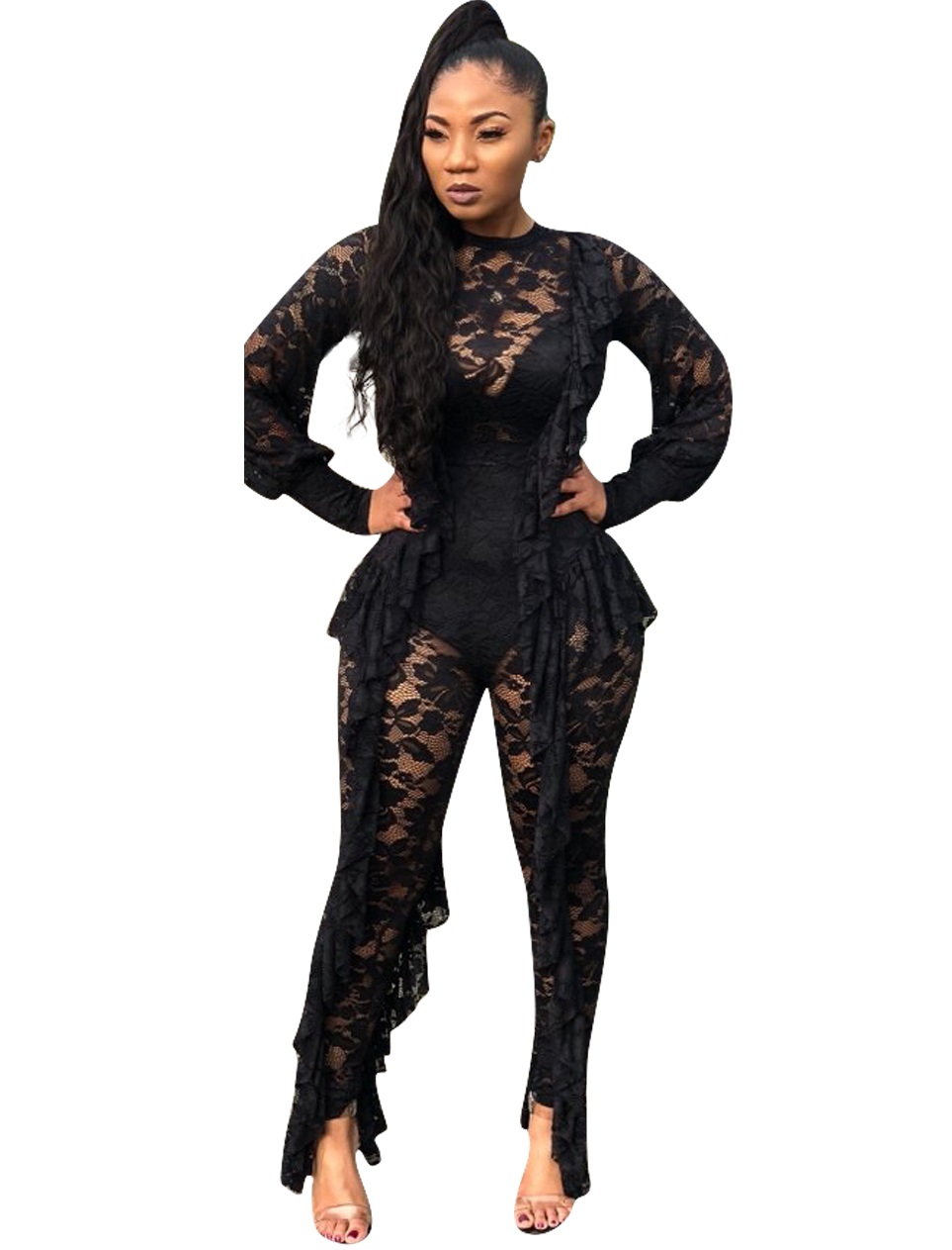 black lace jumpsuit long sleeve
