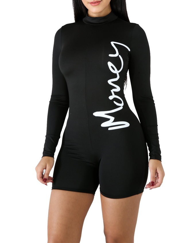 long sleeve high neck playsuit