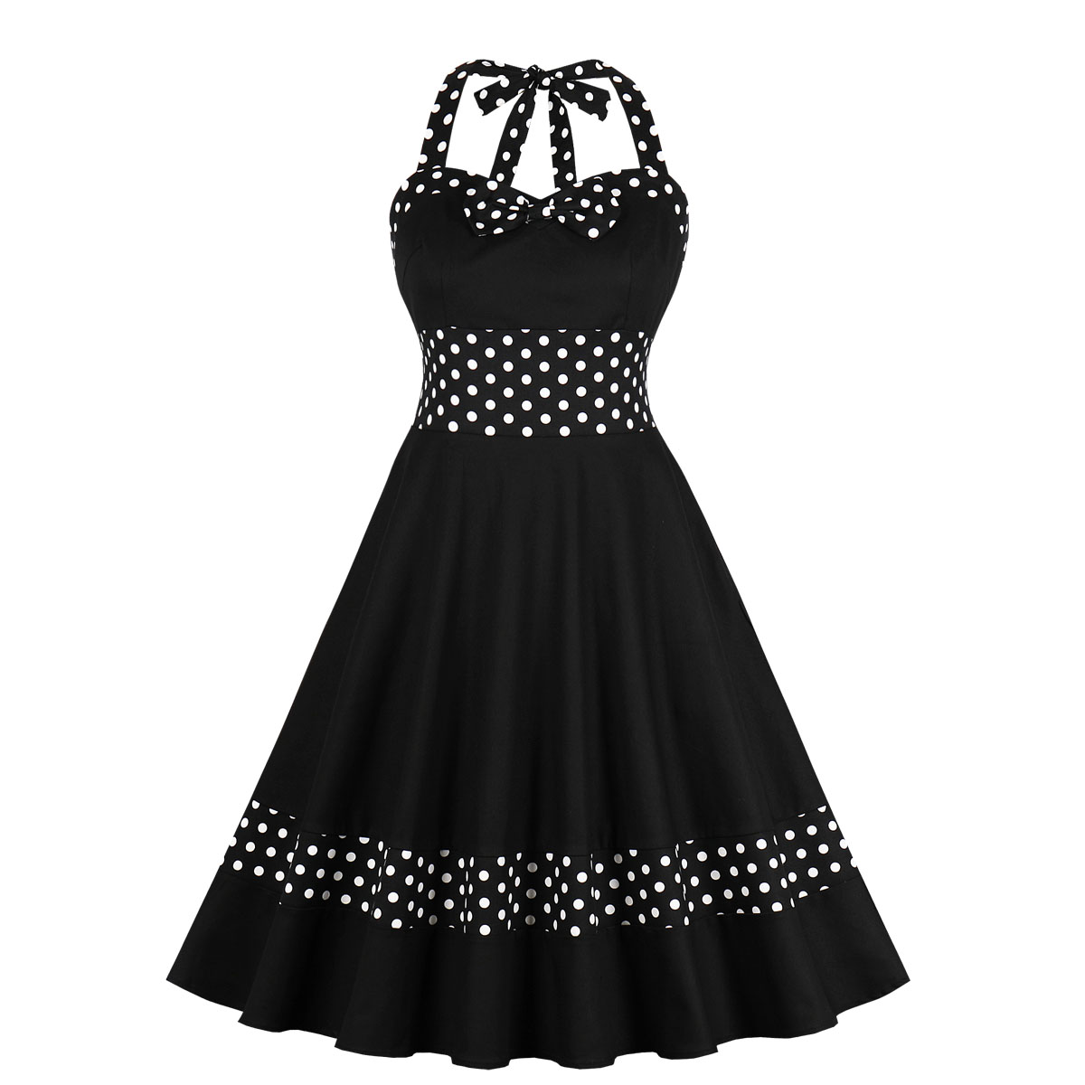 black halter neck skater dress