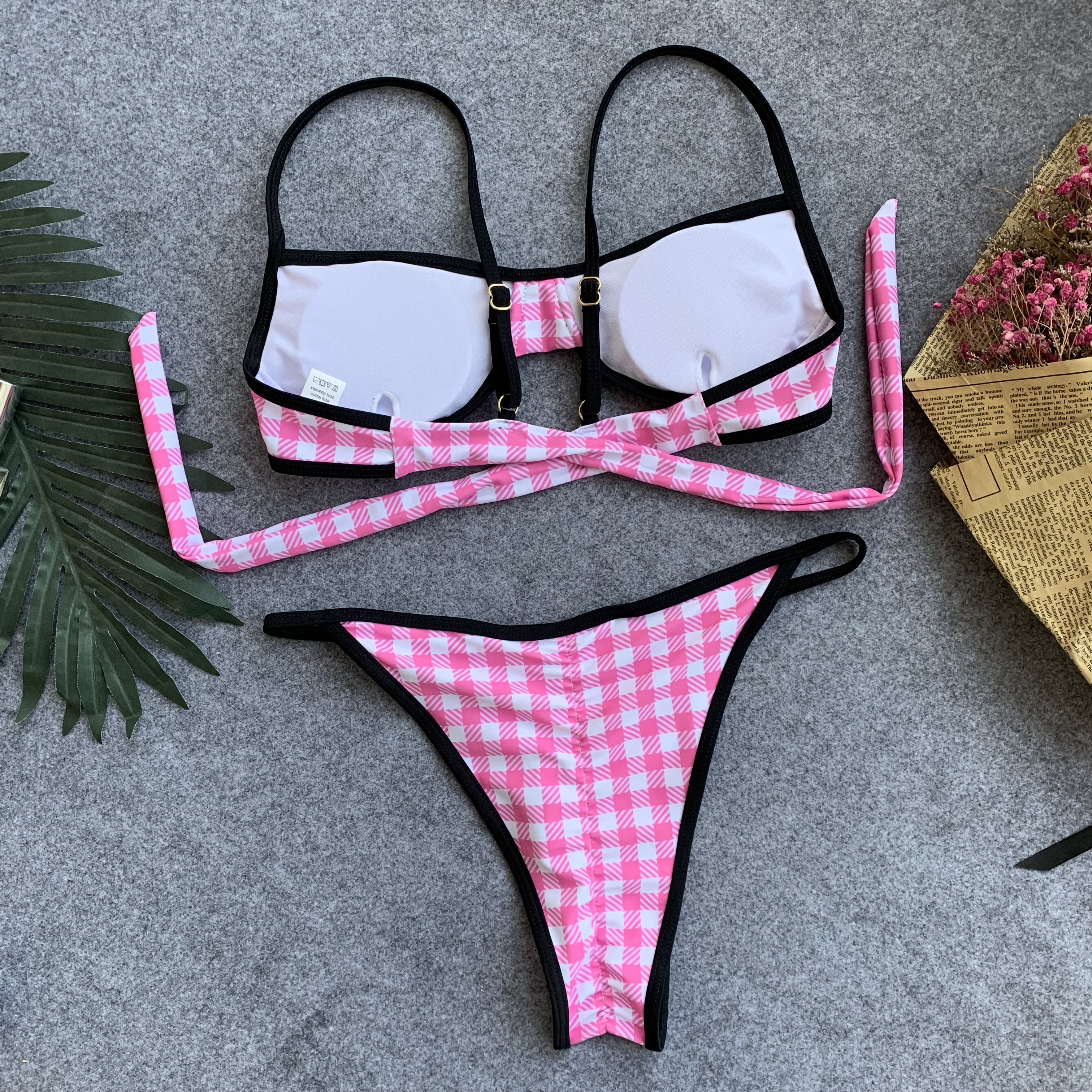 pink plaid swimsuit