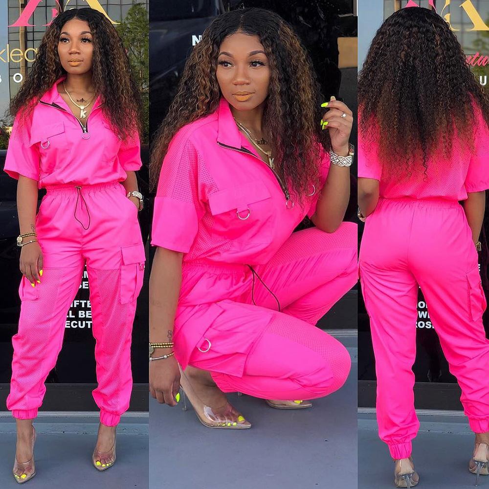 neon pink sweatsuit