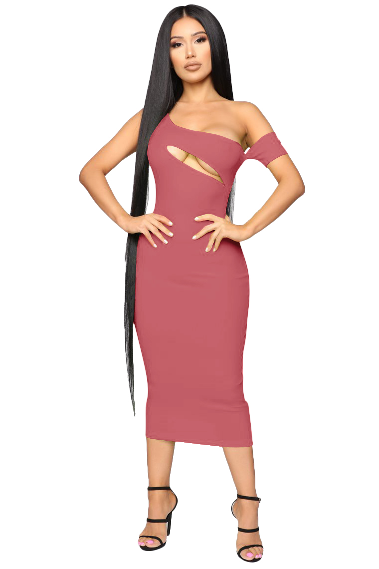 shoulder cut one piece dress