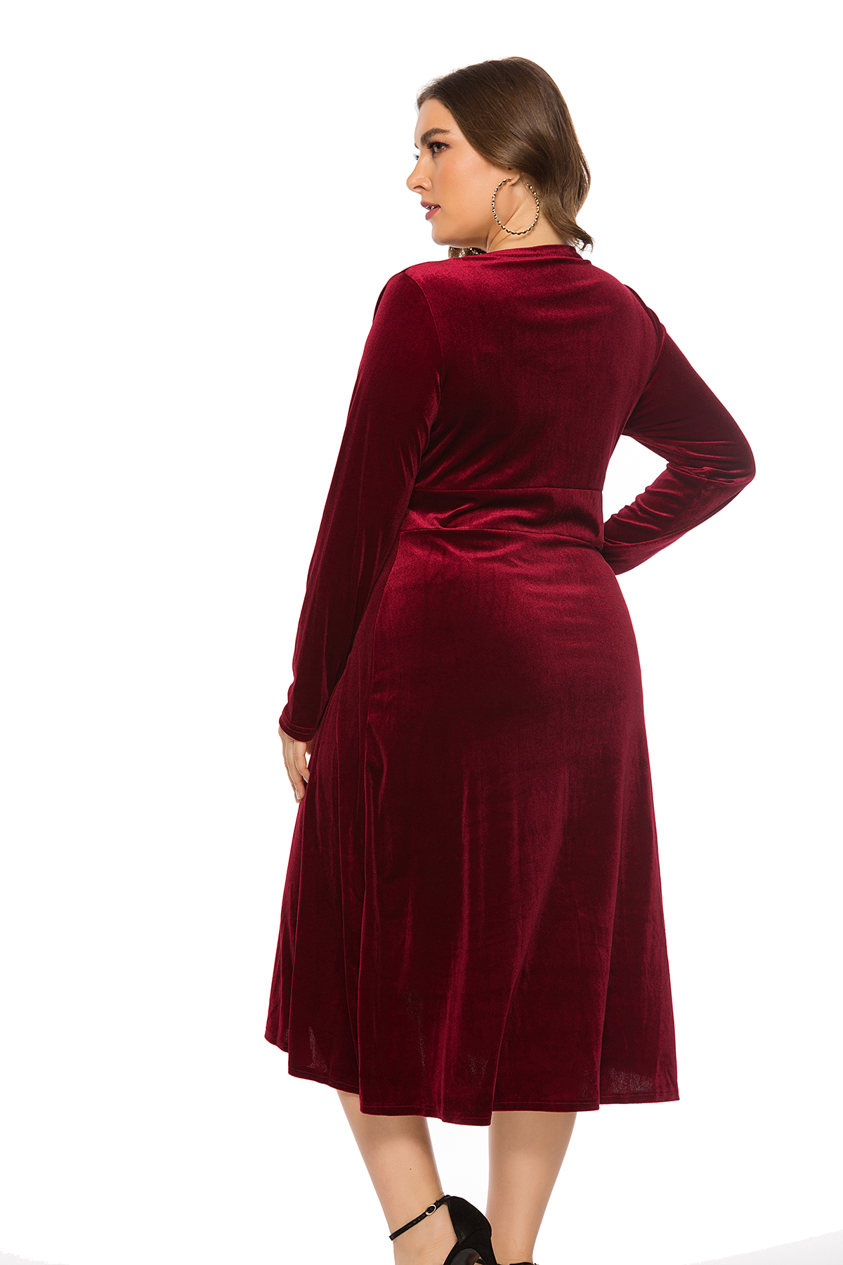 plus size velvet wrap dress