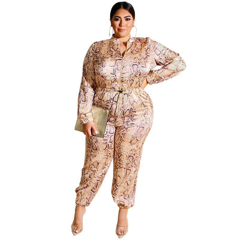 plus size snake print jumpsuit
