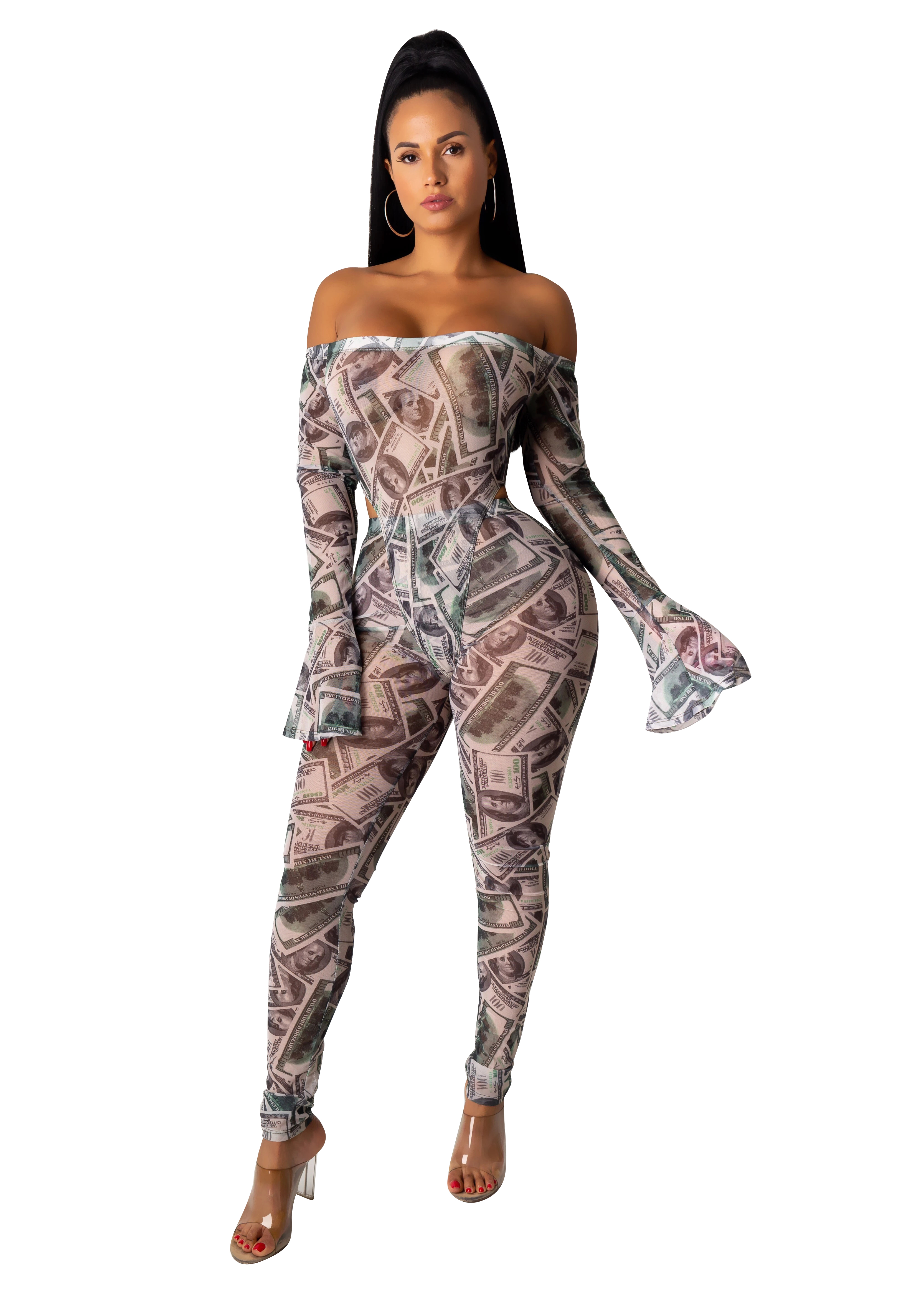money print bodycon dress