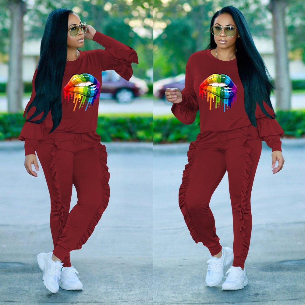 sweatsuit with ruffles