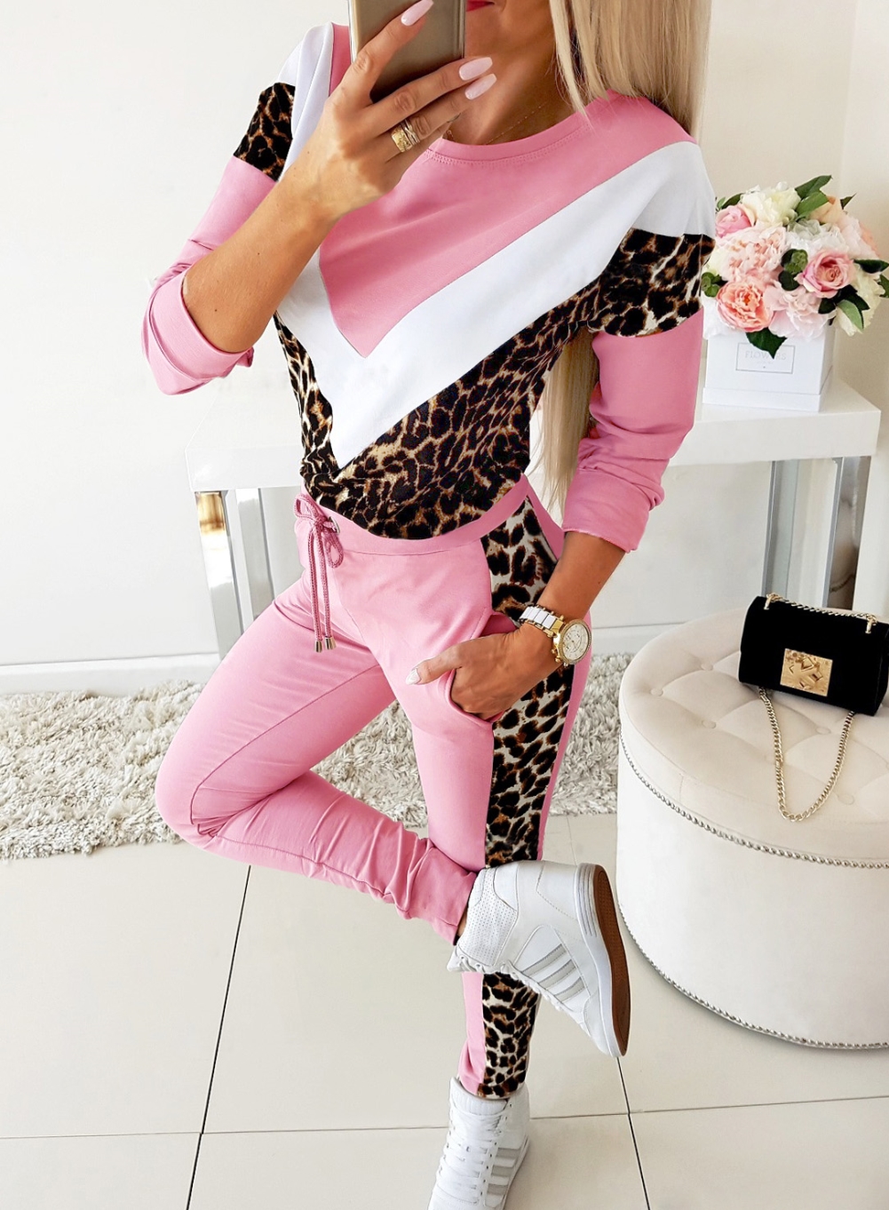 leopard print sweat suit