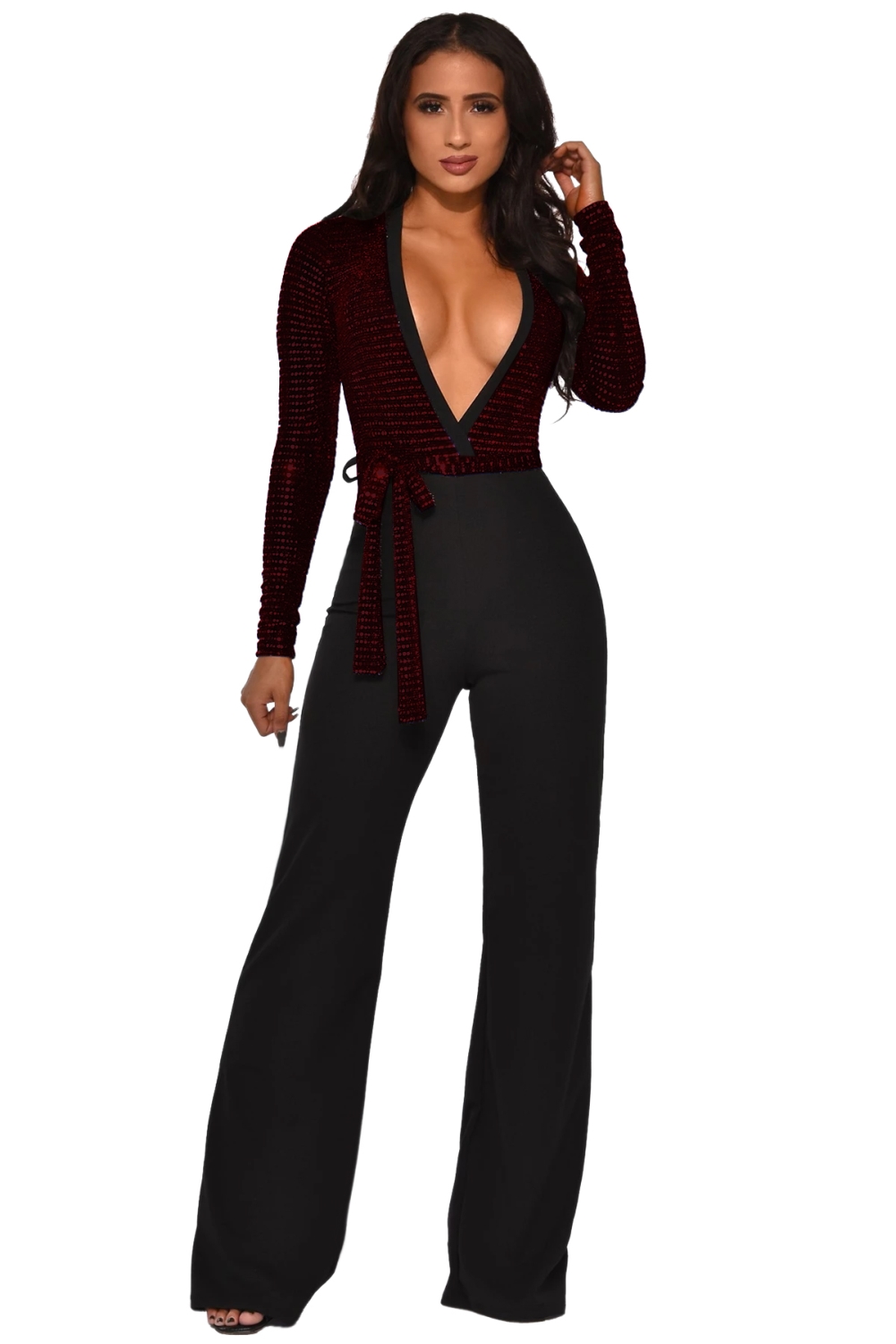 long sleeve evening jumpsuit