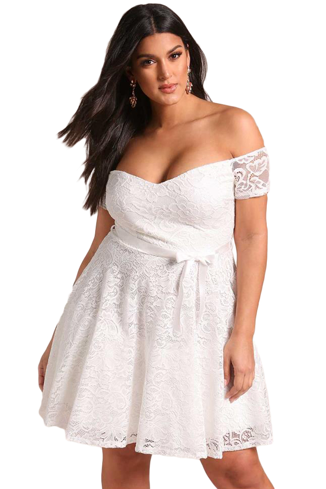plus size white off the shoulder dress