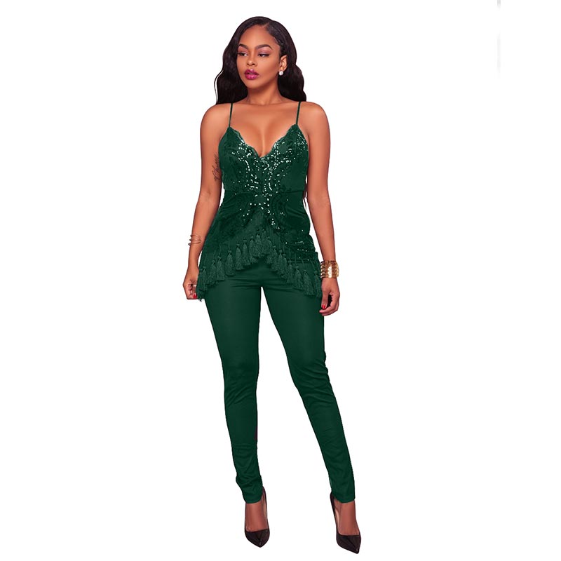 green tassel jumpsuit