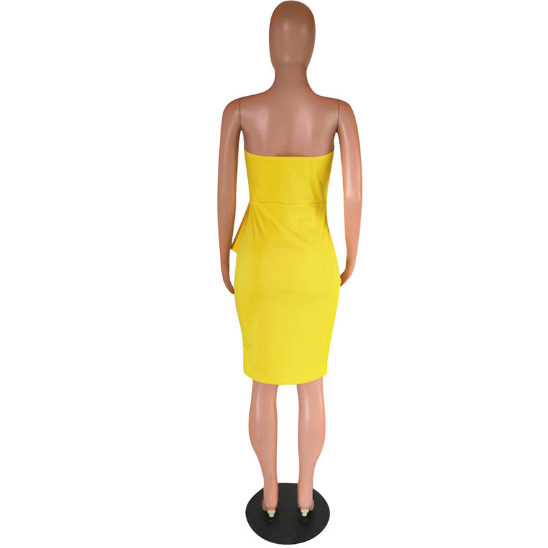 lemon strapless dress