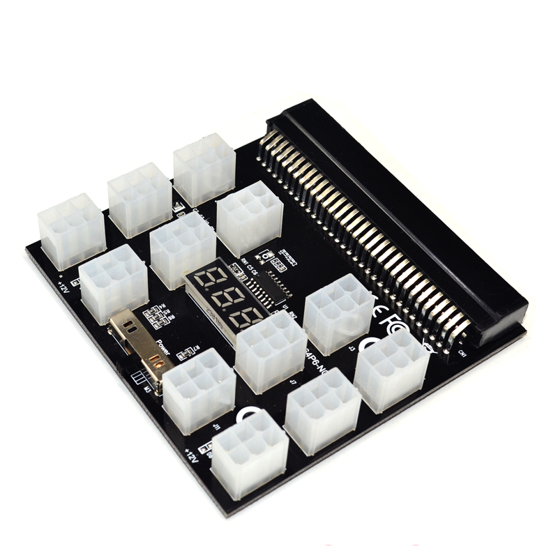 Kafuty PCI-E 17x 6-polige Adapterplatine 12-V-Miner-Grafikkarte Netzteiladapter Konvertermodul mit LED-Anzeige