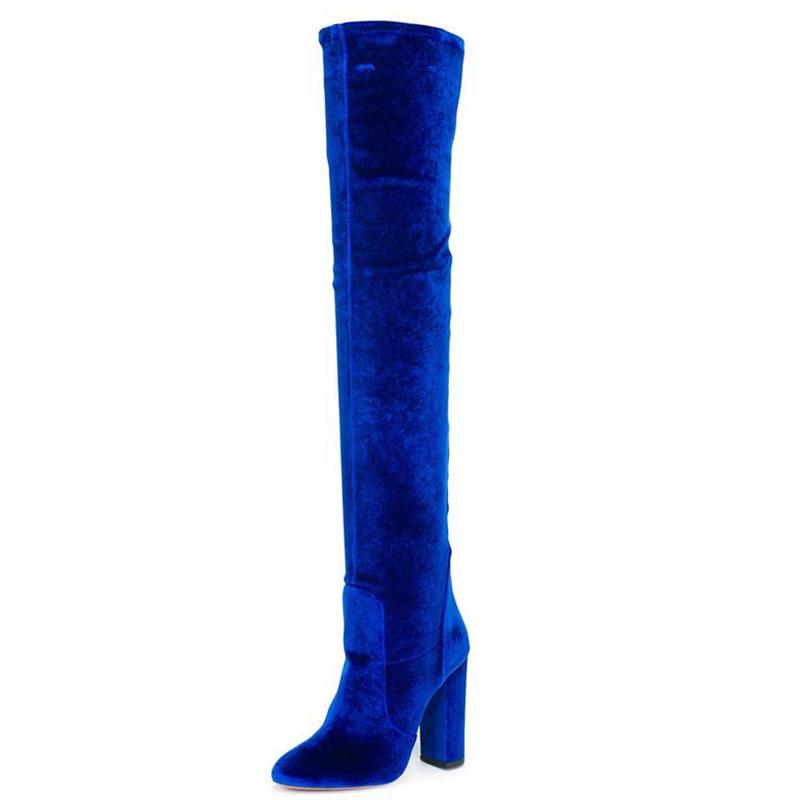 red velvet boots knee high