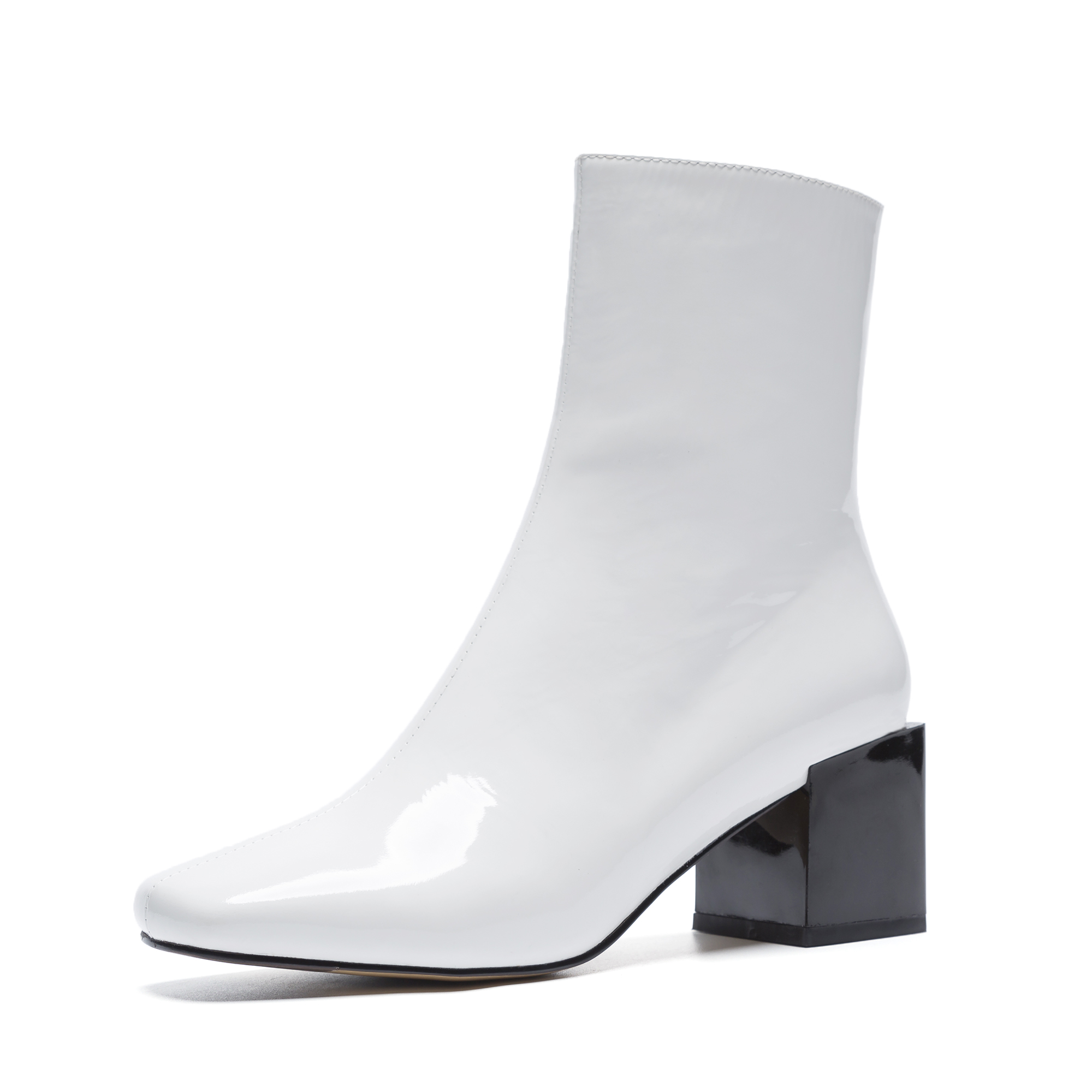 white ankle boots chunky heel