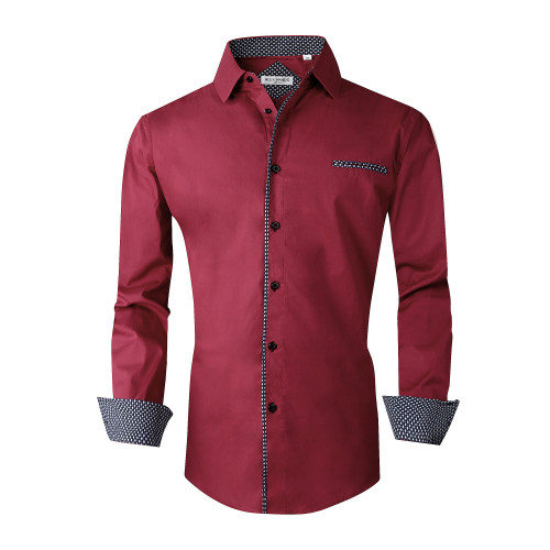 Cheap Mens Dress Shirts Cotton Poplin Spandex Long Sleeve Regular