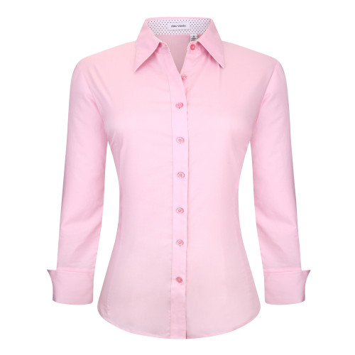Womens Dress Shirts Cotton Casual Regular Fit Long Sleeve Collar