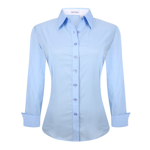 Womens Dress Shirts Cotton Casual Regular Fit Long Sleeve Collar