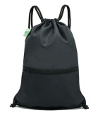 HOLYLUCK Men & Women Sport Gym Sack Drawstring Backpack Bag black color