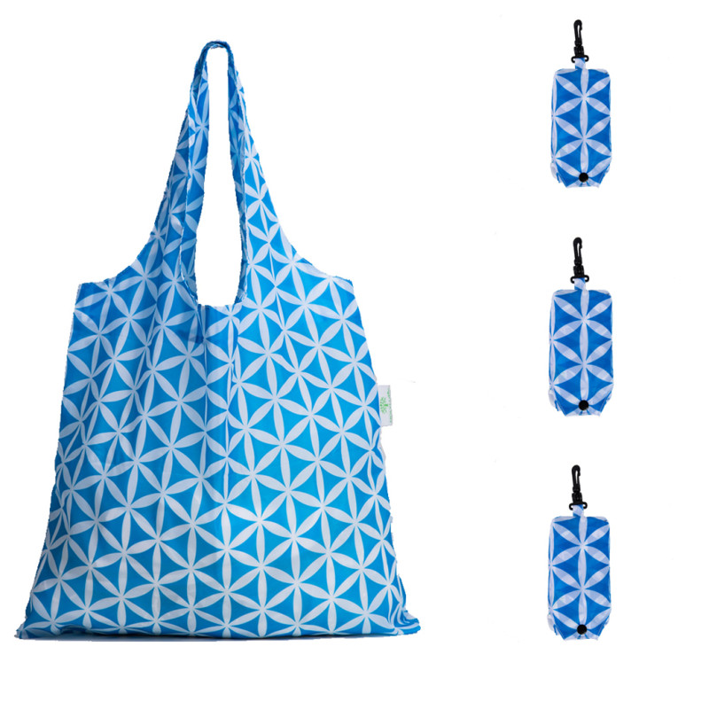 HOLYLUCK Reusable Grocery Bags,Heavy Duty Foldable Shopping Tote Bag, Holds Up To 42 lbs,DHL free shipping to USA-Sky Blue Flower