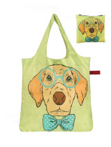 Free shipping Reusable Foldable Shopping Grocery tote Bag Dog with Rubber band Closure, Lightweight Polyester Foldable Tote- Heavy Duty Washable Shopping Bags,Individual Zippered Pouch