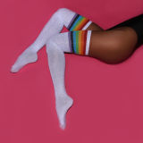 Hot-drilled knee socks striped stockings