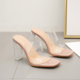 Strap sandals with crystal slippers for outwear