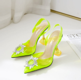 Sexy high heel pointed shallow mouth transparent sandals