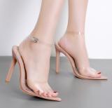 Transparent slim-heeled sandals bare high-heeled shoes