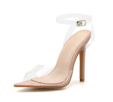 Transparent slim-heeled sandals bare high-heeled shoes