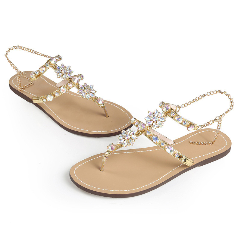 diamond studded flat sandals