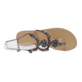 Large Diamond Chain Flat-bottomed Roman Sandals size34-47