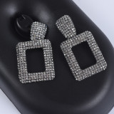 Geometric Alloy Inserted Drill Earrings Euro-American Retro Creative Full Drill Earrings