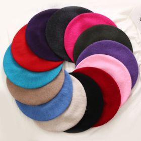 Fashion New Women Wool Solid Color Beret Female Bonnet Caps Winter All Matched Warm Walking Hat Cap 