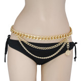 Personalized retro fringe with multi-layer waist chain